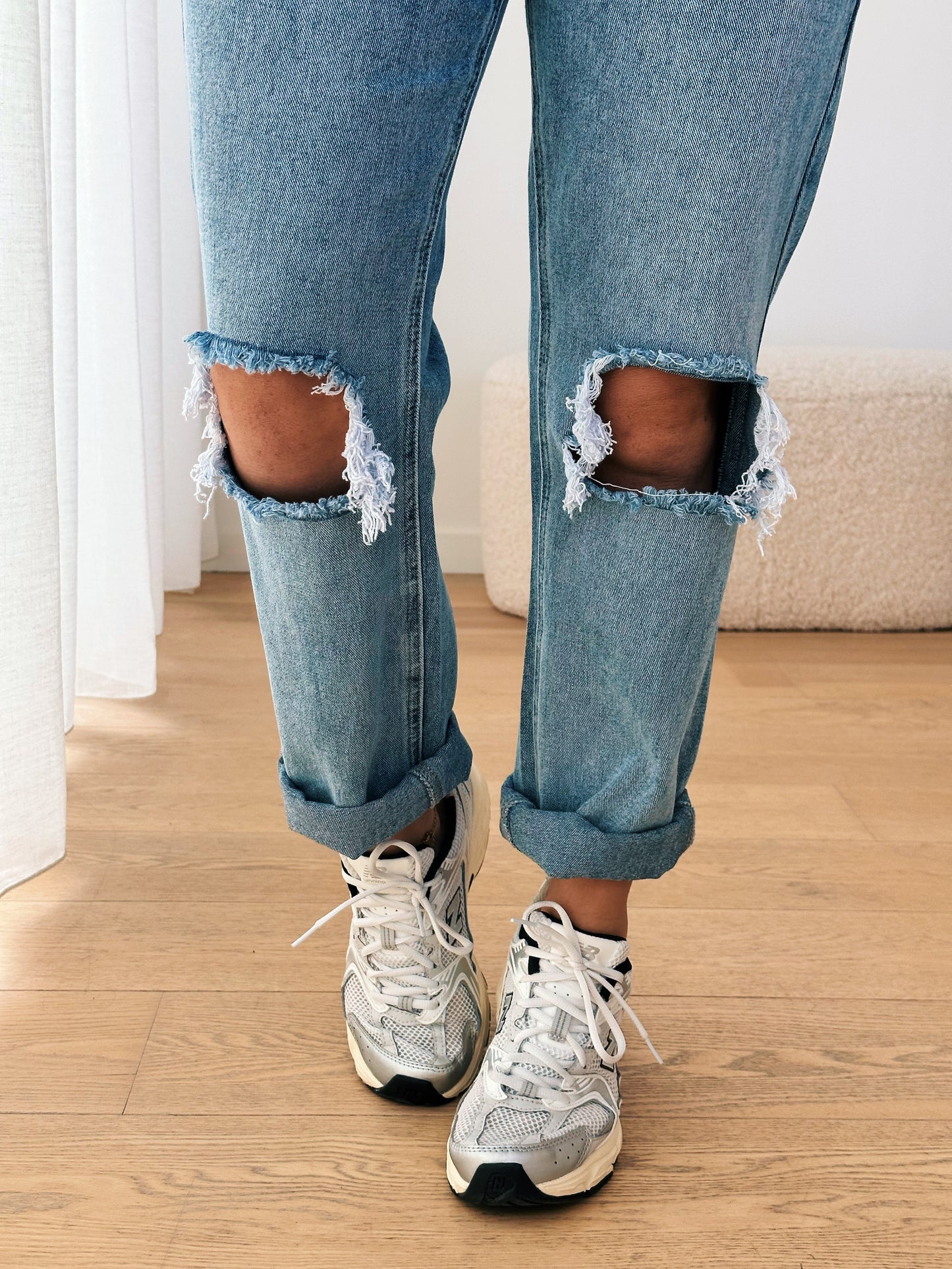 MAY Jeans - Straight destroyed denim